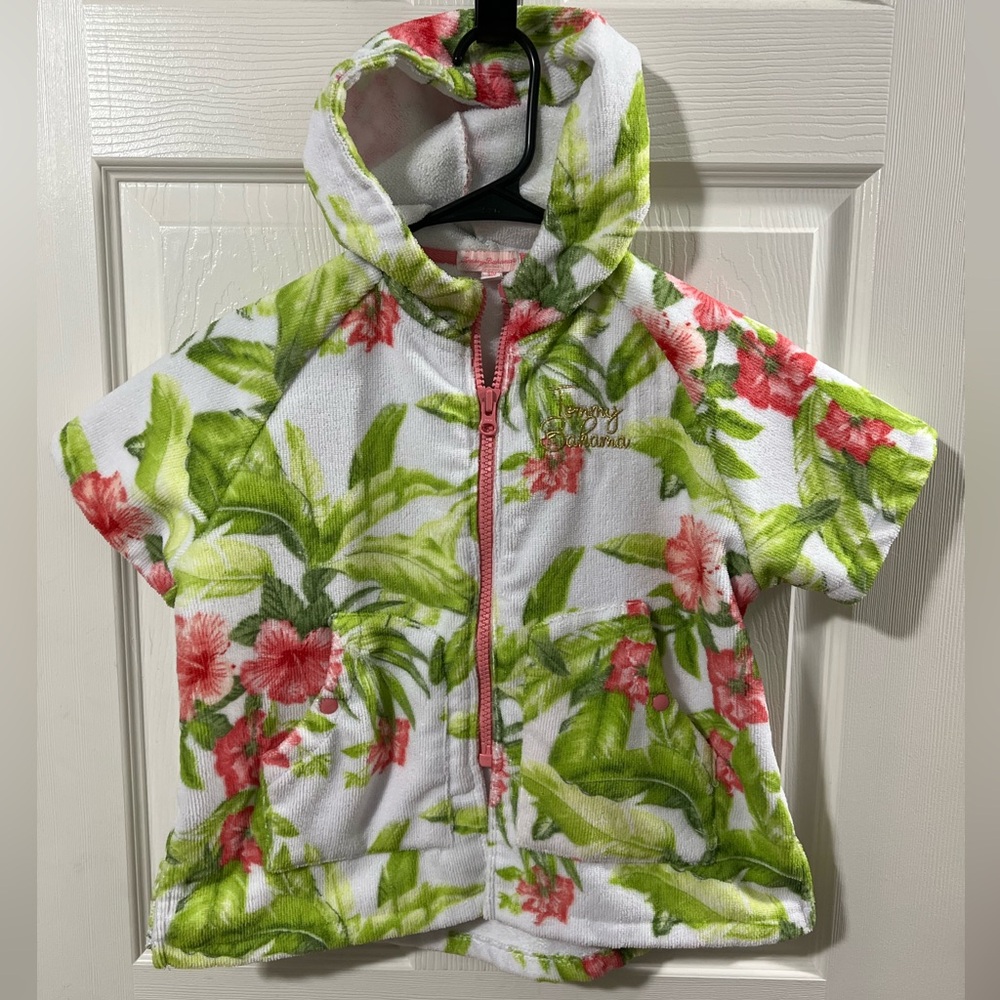 Tommy Bahama kids' hooded terry cloth swim cover-up with a tropical floral print